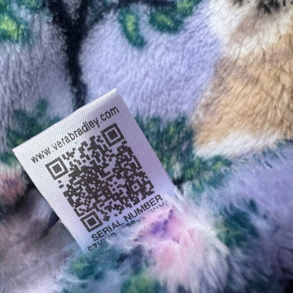 Vera Bradley Plush Robe Hanging Around Sloth Print Purple Green Floral L XL - Picture 5 of 5